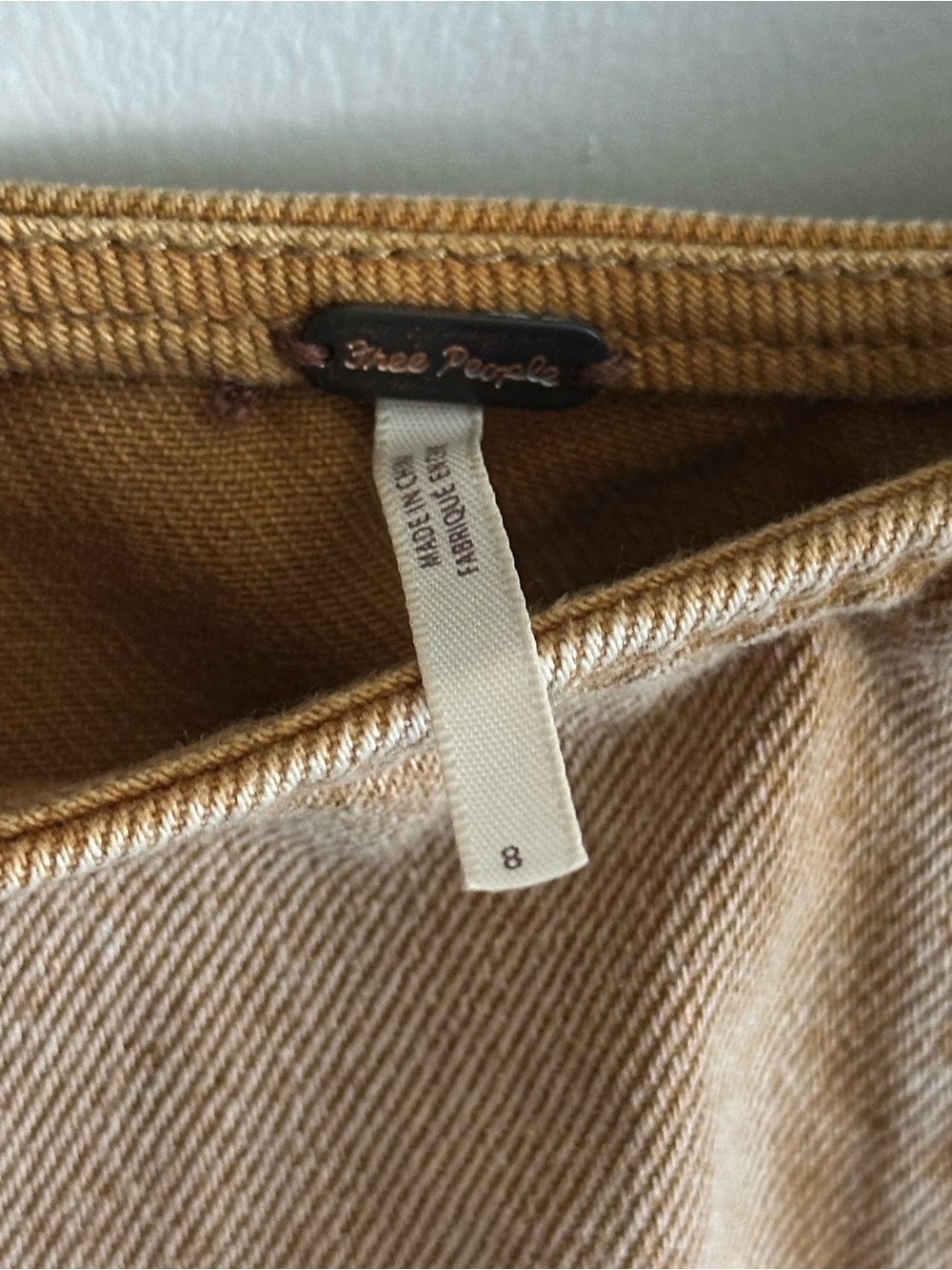 Free People Light Mustard Pleated Denim Skirt SZ 8 - Picture 2 of 7